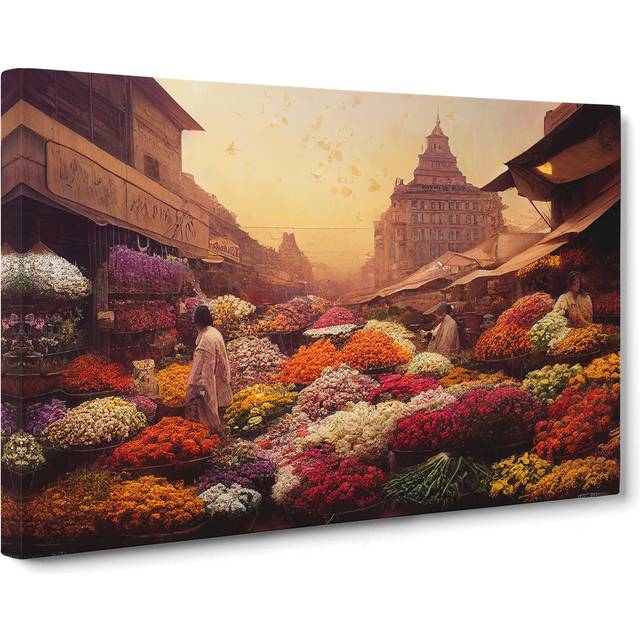Traditional Flower Market Vol.2 - Wrapped Canvas Photograph - Brown;Red (50cm H x 76cm W x 3cm D)