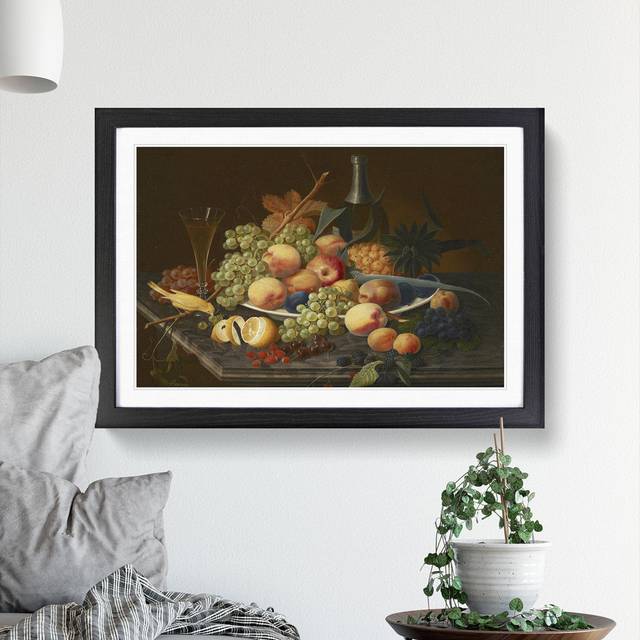 Still Life with Flowers and Fruit Vol.6 by Severin Roesen - Picture Frame Painting - Black (27cm H x 36cm W x 2cm D)