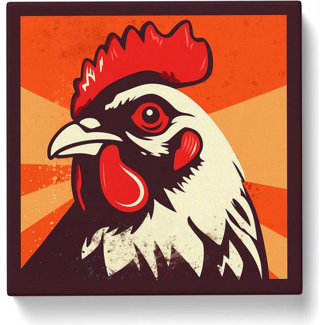 Chicken Retro - No Frame Art Prints (50cm H x 50cm W x 3cm D)