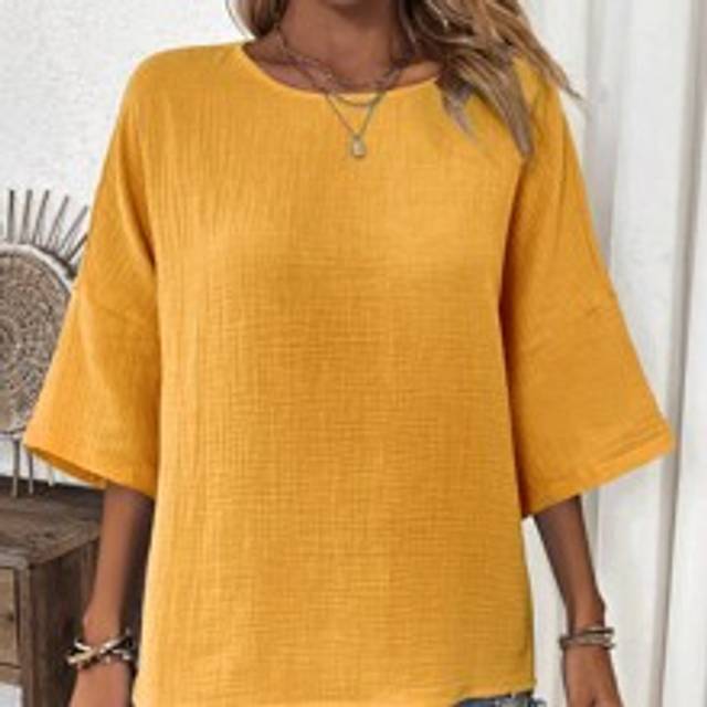 Solid Drop Shoulder Oversize Blus - Bränd Orange (L,M,S,XL)