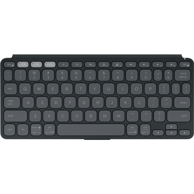 Logitech Keys-To-Go 2 – bärbart Bluetooth-tangentbord för surfplatta med inbyggt fodral, tunt och trådlöst tangentbord för Windows, Android, Linux, iPad, iPhone, Mac, Apple TV, PAN QWERTY - Grafit