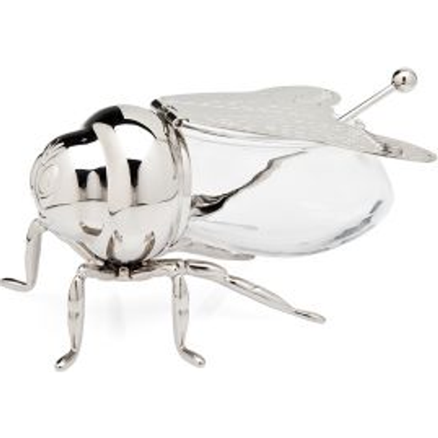 Godinger Honey Jar Silver Bee Themed Serverware Breakfast  Tea or Spec