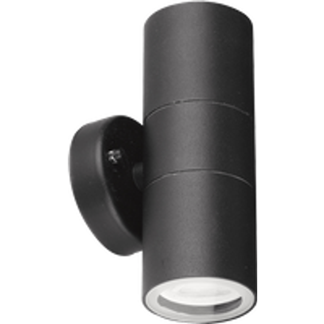 Aurora WallE IP44 Fixed Up/Down GU10 Wall Light - Black - EN-WL2BLK