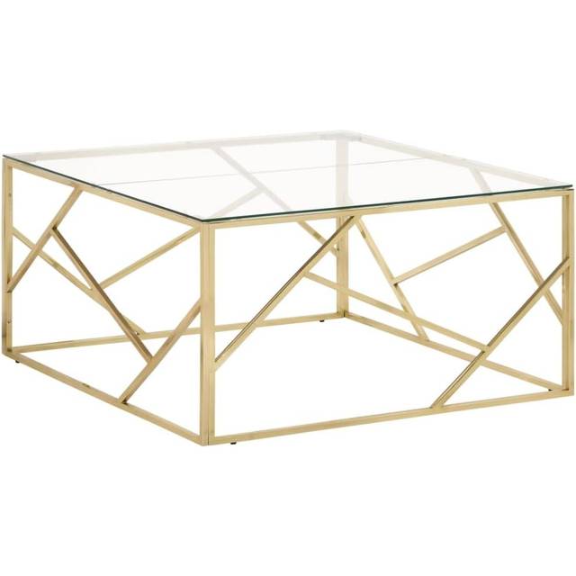 vidaXL Soffbord guld rostfritt stål och härdat glas