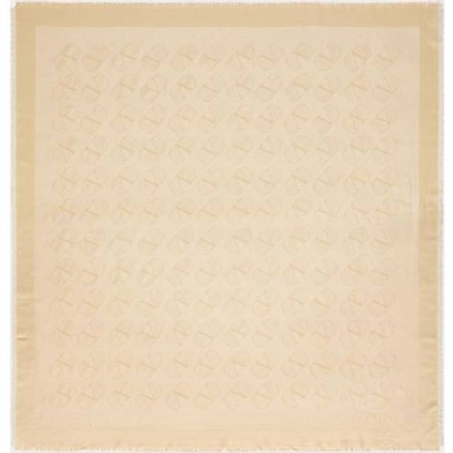 Valentino Garavani Vlogo Signature Shawl In Silk, Wool And Lurex Woman BEIGE/GOLD UNI