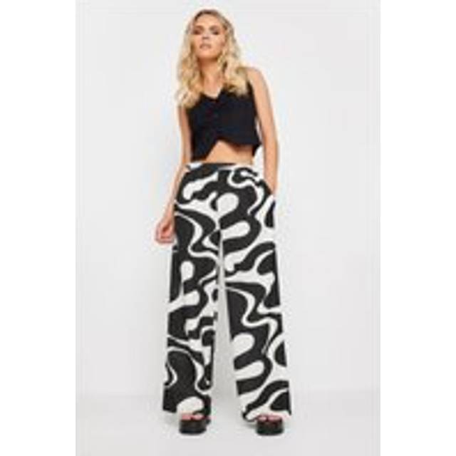 Pixiegirl Petite Black Abstract Swirl Print Wide Leg Trousers 6 Pixiegirl | Petite Women's Wide Leg Trousers