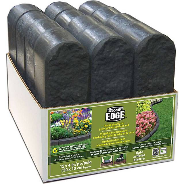 (Pack of 12) Garden Edging Stone Stomp Edge Border Rubber 30cm