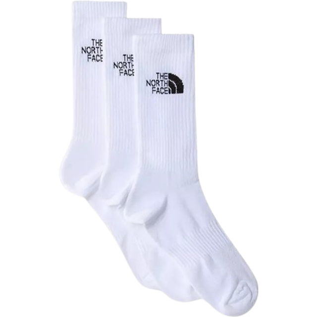 THE NORTH FACE Mens Multi Sport Performance Cushioned Crew Socks 3 Pack - White, White, Size L, Men