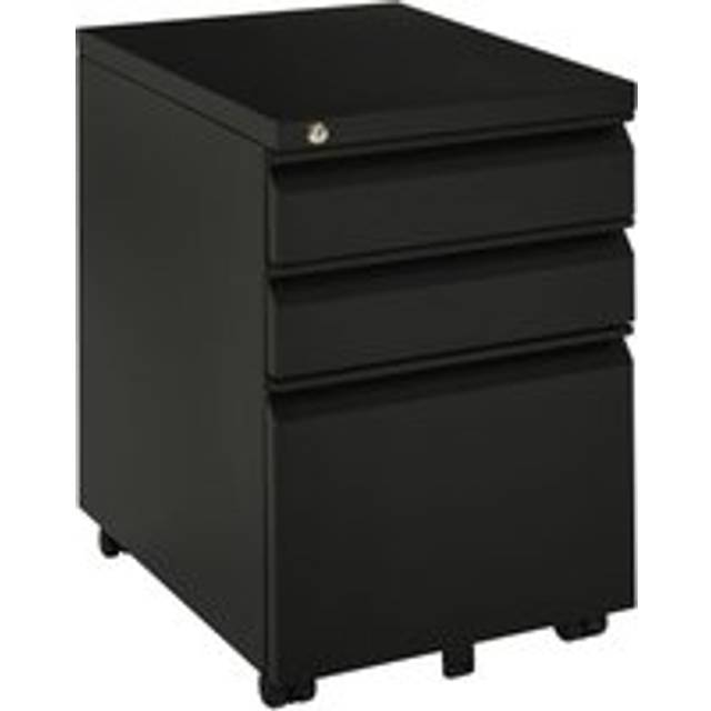 Vinsetto 3 Drawer File Cabinet, Lockable Metal Filling Cabinet, Black