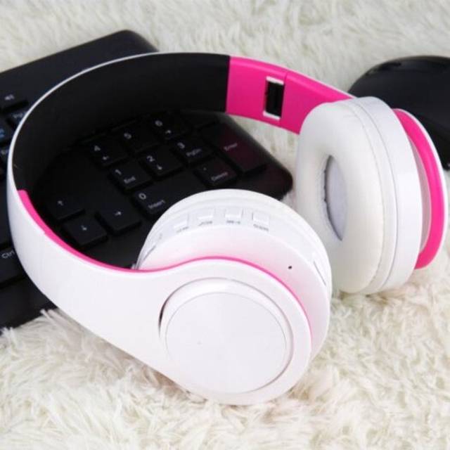 Hod Health And Home Wireless Headphones Bluetooth Headset Foldable Earphones With Mic For Pc Phone White Pink Headsets