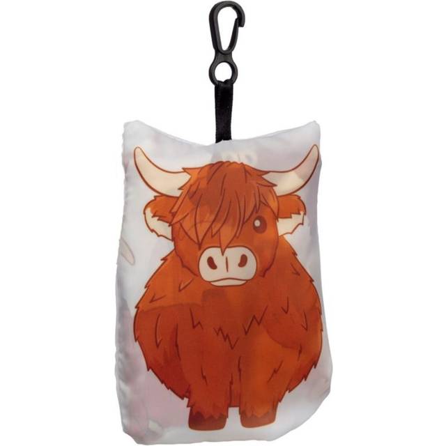 Handy Fold Up Highland Coo Cow Shopping Bag with Holder