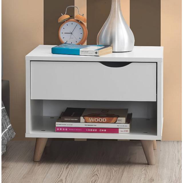 Pulford Nightstand With 1 Drawer - White, White