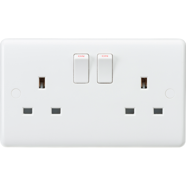 Knightsbridge 13A 2G DP Switched Socket with twin earths - ASTA approved - White - CU9000