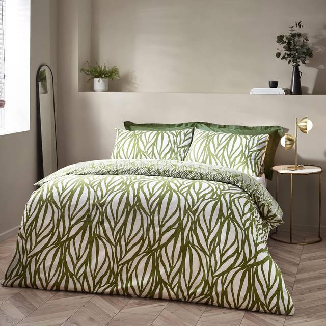 Hoem Frond Single Olive Duvet Set - Green