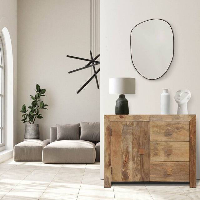 Dakota Light Mango Wood Small 1 Door Sideboard