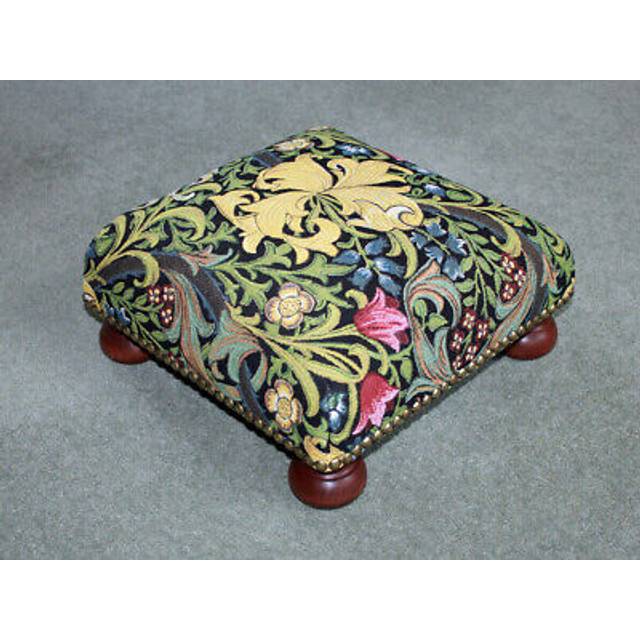 Hines of oxford william morris strawberry thief tapestry footstool - made in uk