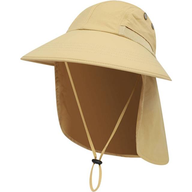 Summer Sun Hats for Women Kids Wide Brim Fishing Hat with Neck Flap UPF 50+ Ponytail Safari Hat For Traveling Hiking Camping