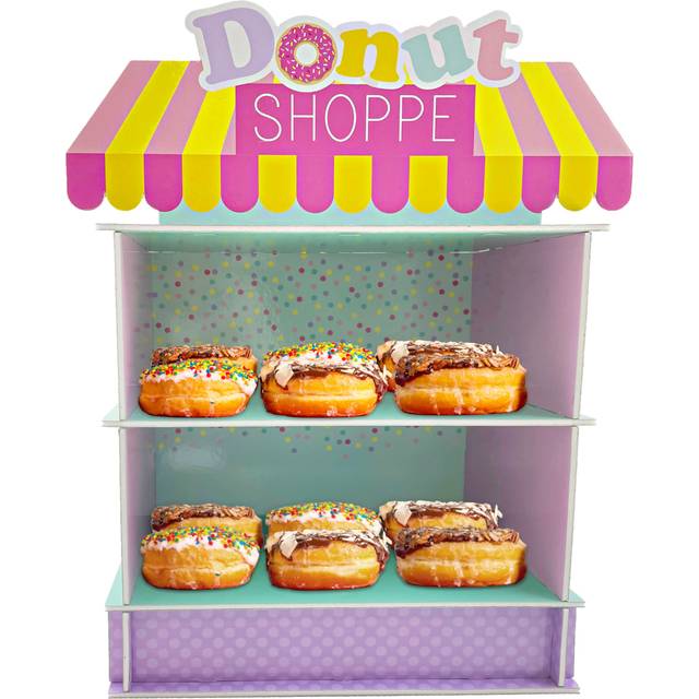 4E's Novelty Donut Stand for Donut Birthday Party Supplies & Decorations  Cupcake Stand Dessert Table Centerpiece