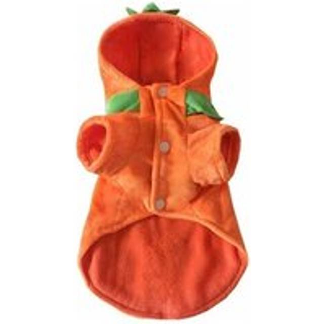 Pet Cosplay Costume Puppy Halloween Pumpkin Warm Fleece Hooded Clothes(M)