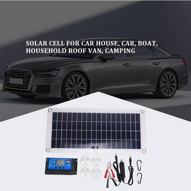 10W Flexible Solar Panel Solar Cells for Car RV Boat Home Roof Van Camping Solar Battery, 50A Solar Controller Module