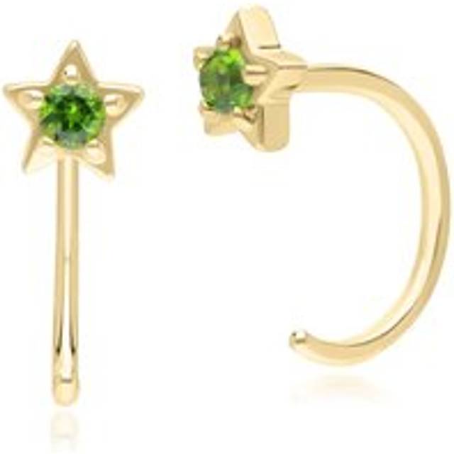 Modern Classic Chrome Diopside Pull Through Hoop Earrings in 9ct Yellow Gold