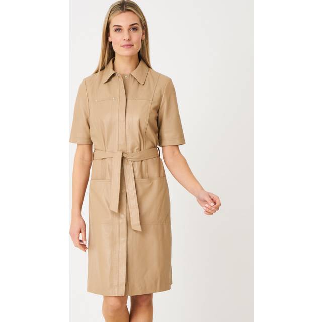 Leather shirt dress