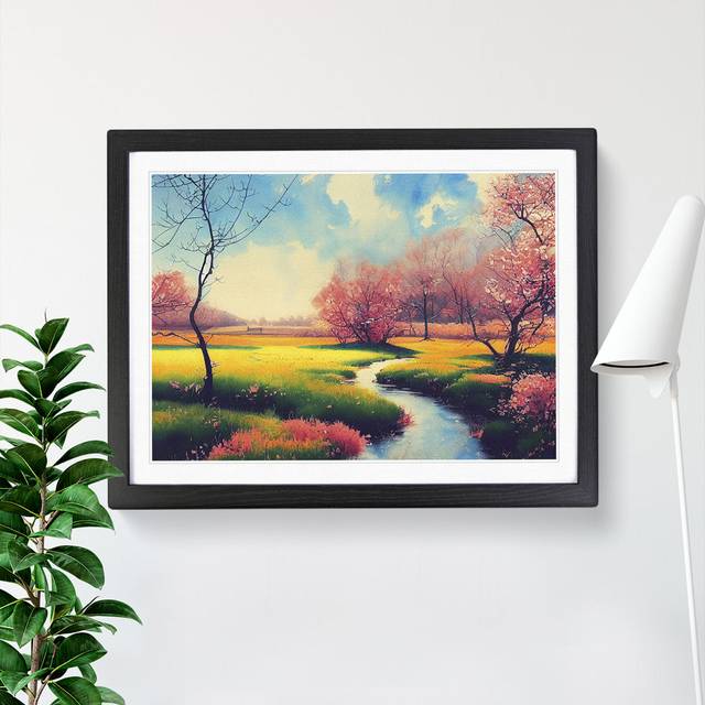 Spring Forest Steam Vol.2 - Picture Frame Graphic Art - Black (46cm H x 64cm W x 2cm D)