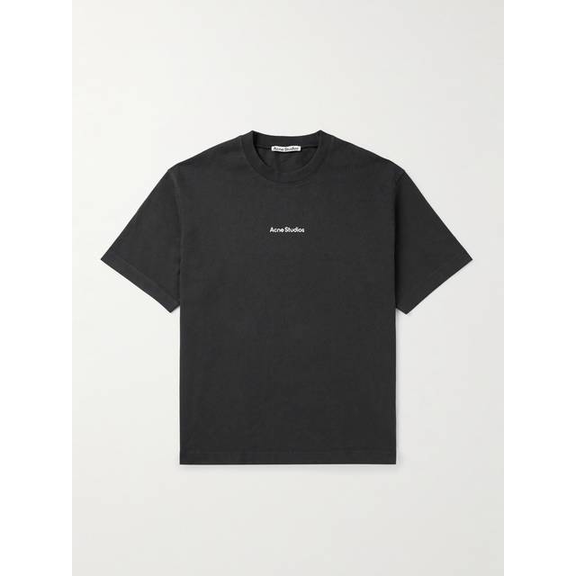 Acne Studios - Exford Logo-Flocked Cotton-Jersey T-Shirt - Men - Black - XL