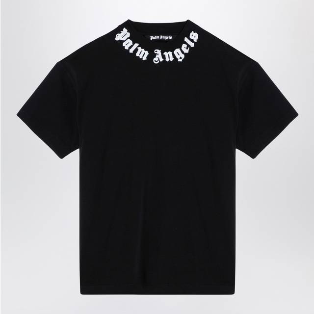 PALM ANGELS Neck Logo T-Shirt - Black