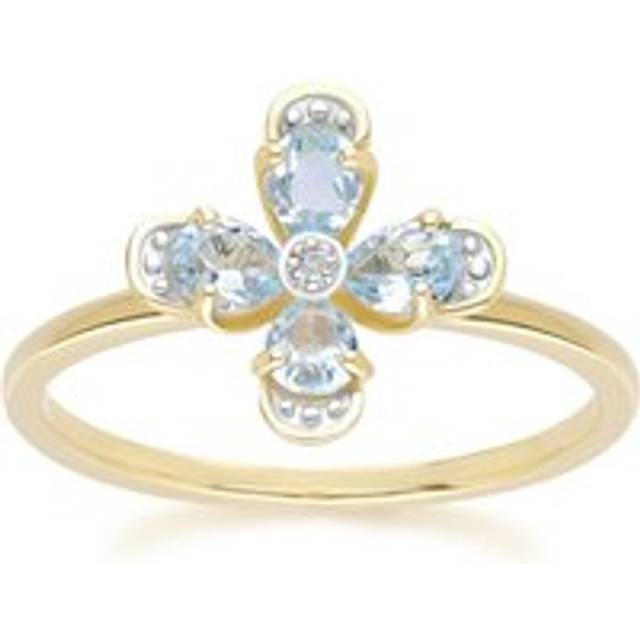 Floral Topaz & Diamond Ring in 9ct Yellow Gold
