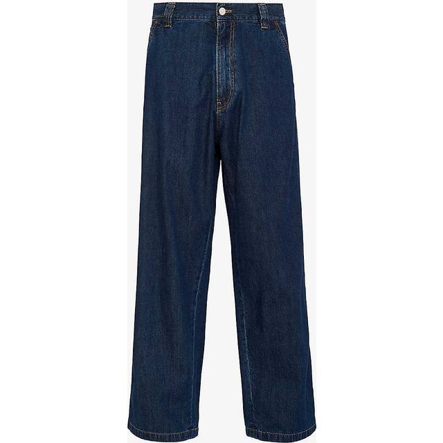 Prada Mens Blue Washed Wide-leg Regular-fit Jeans Xs