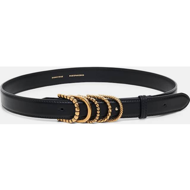 Soft calf leather belt with D-ring hardware - black (70)