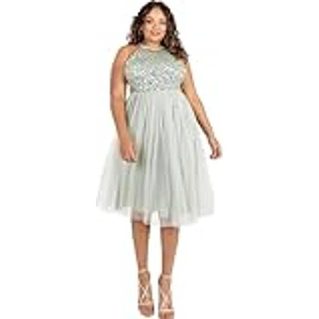 Embellished Halter Neck Midi Dress - Mint - 26