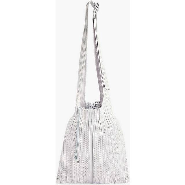 Pleats Please Issey Miyake Womens Light Gray Pleated Knitted Shoulder Bag - LIGHT GRAY