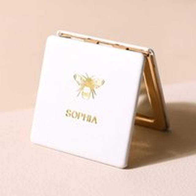 Personalised Bee Compact Mirror - grey/gold - one size