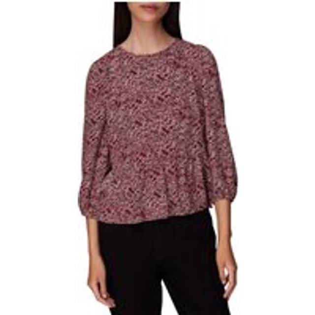 Womens Rough Weave Cut Out Peplum Top - Red - 14