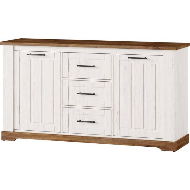 COUNTRY 2-Door 3-Drawer Sideboard - White (226.06cm H X 414.02cm W X 114.3cm D)