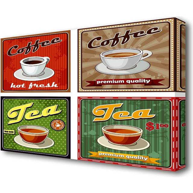 'Retro Coffee or Tea Kitchen' - Wrapped Canvas Advertisement Print (66 cm H x 101.6 cm W)