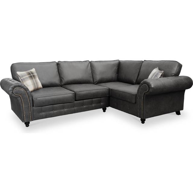 Edward Faux Leather Corner Sofa | Brown Cream Black | Roseland