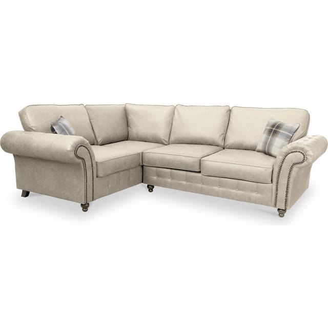 Edward Faux Leather Corner Sofa | Brown Cream Black | Roseland