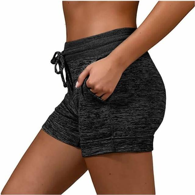 (Black, 2XL) New Womens Elasticated Waist Hot Pants Ladies Casual Solid Stretch Beach Shorts