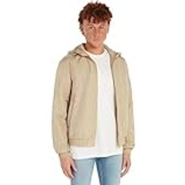 Calvin Klein, Jacka, Herr, S, Polyester, Beige Polyester Huva Jacka med Tryck