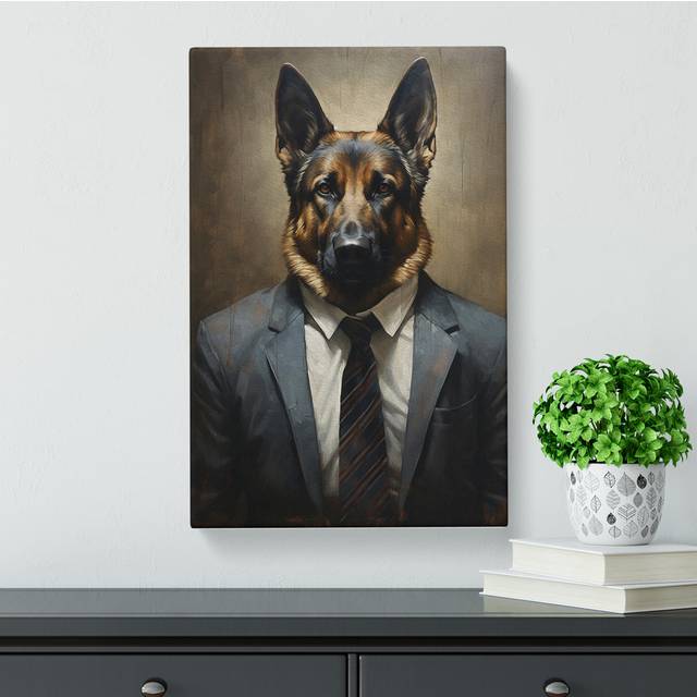 German Shepherd in a Suit Painting No.2 - No Frame Print (76cm H x 50cm W x 3cm D)