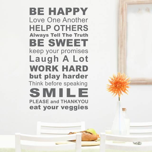 Household Rules Wall Sticker - Magenta (80cm H X 50cm W)