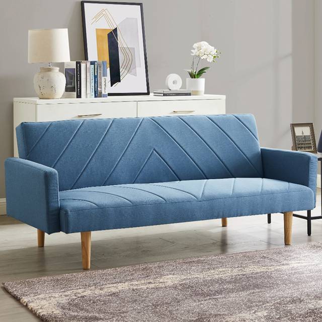 Home Detail Ryan 2 Seater Blue Sofa Bed