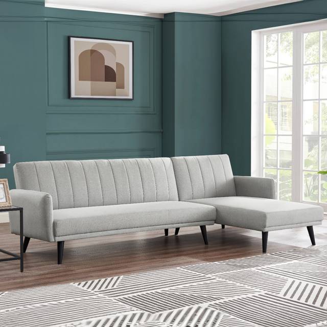 Home Detail Clinton Double Sleeper Light Grey Sofa Bed with Chaise