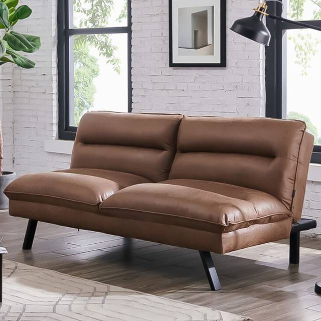 Home Detail Edmonton Double Sleeper Brown Air Leather Sofa Bed