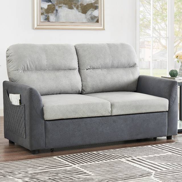 Home Detail Dennis 2 Seater Light and Dark Grey Pull Out Sofa Bed - Double