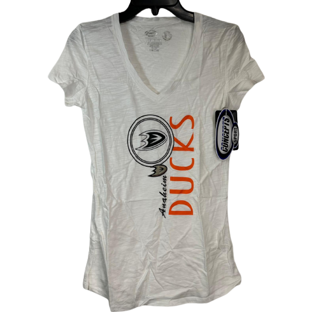 Concept stores women's anaheim ducks v-neck short sleeve t-shirt, white, small