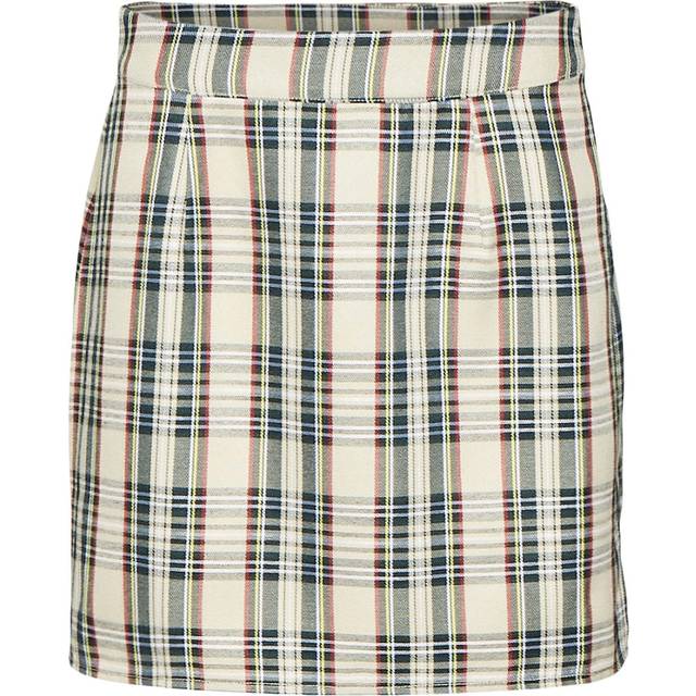 Something New Sncourteney HW Slit Mini Skirt NS Dam Korta Kjolar Stl. L - Från Magasin - Oatmeal/checks (L)